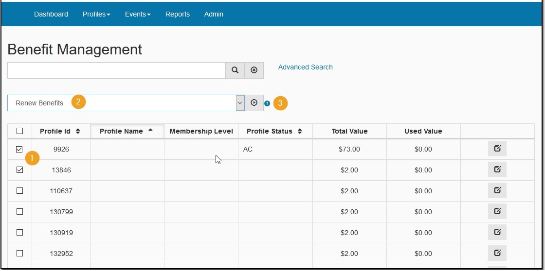 Renew Member Benefits Manually for Multiple Profiles – MemberClicks Trade