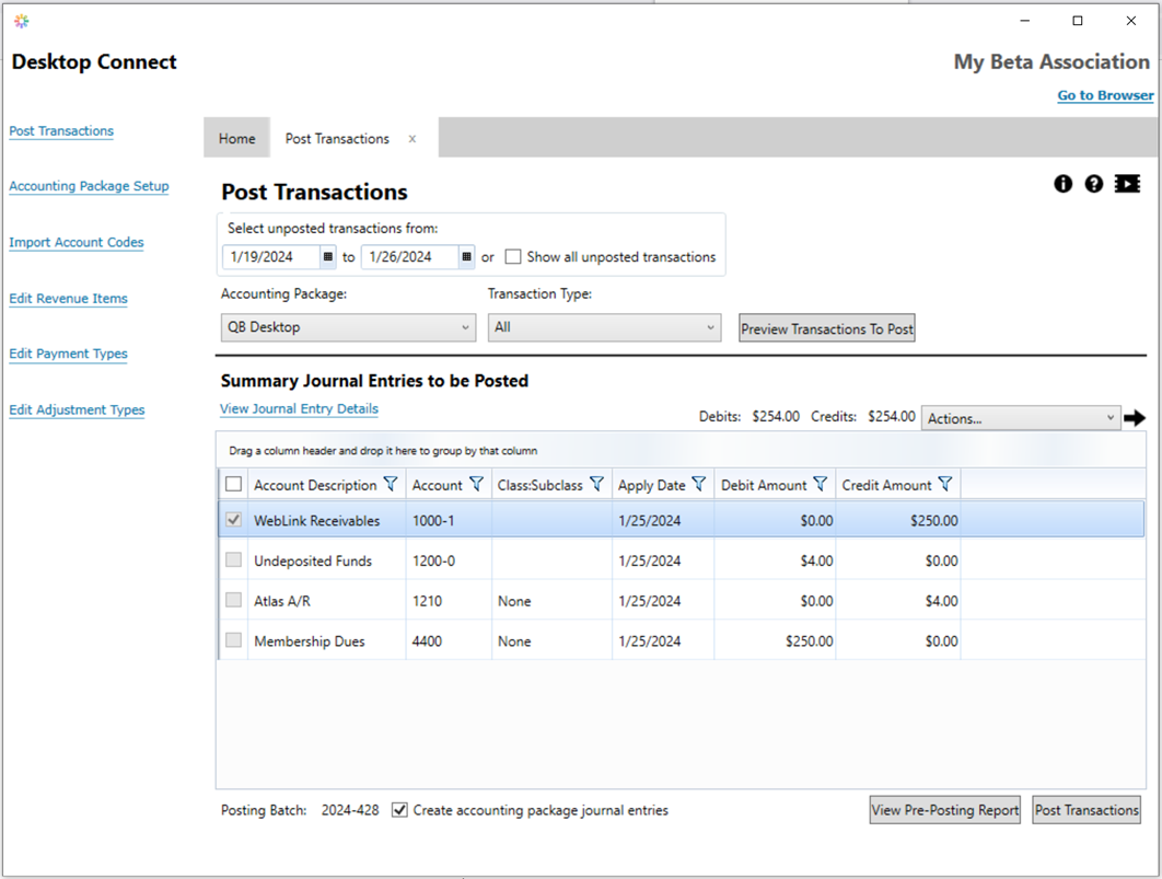 Desktop connect for financial integrations memberclicks trade